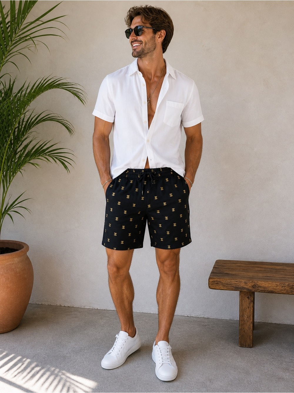 DRILL Clothing Company Black/Gold Bee Men's Shorts Size Medium NWT